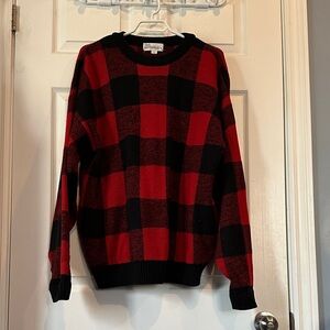 Vintage Easton Red and Black Checkerew Crewneck Sweater
